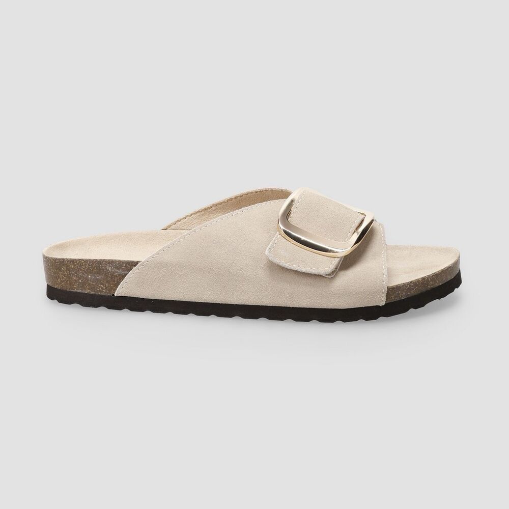 Sonoma Goods For Life Suede Gold  Buckle Women's Slide Sandals SZ 8